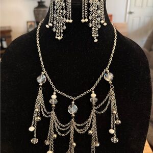 Elegant Chandelier Necklace and Earring Set